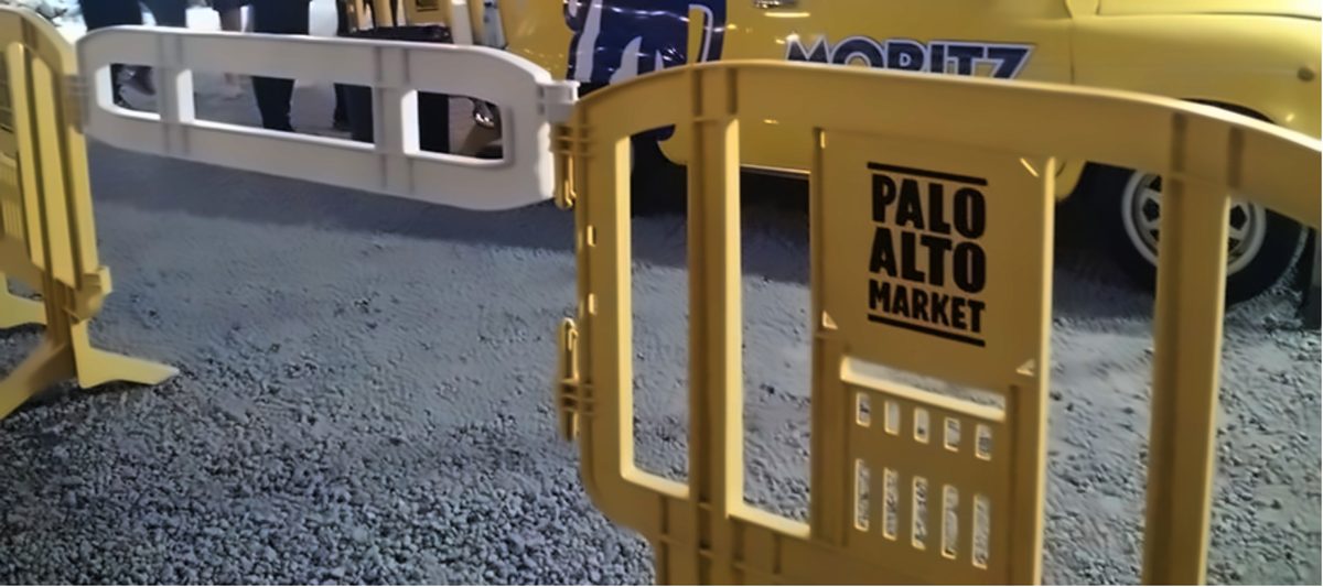 Yellow Minit barricades at the Palo Alto Market